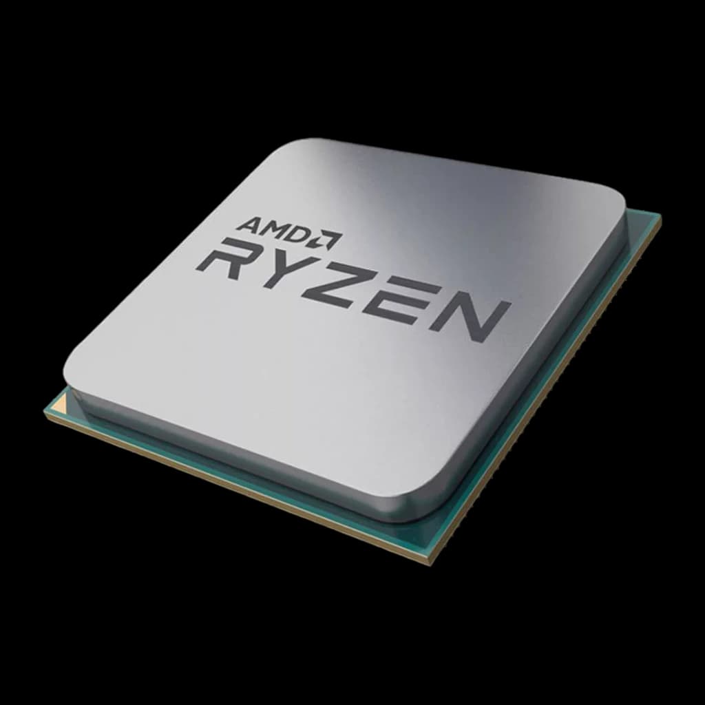 AMD Ryzen 7 5700X Tray 8 Cœurs AM4, détail: IHS argenté avec logo Ryzen gravé et substrat vert avec contacts dorés