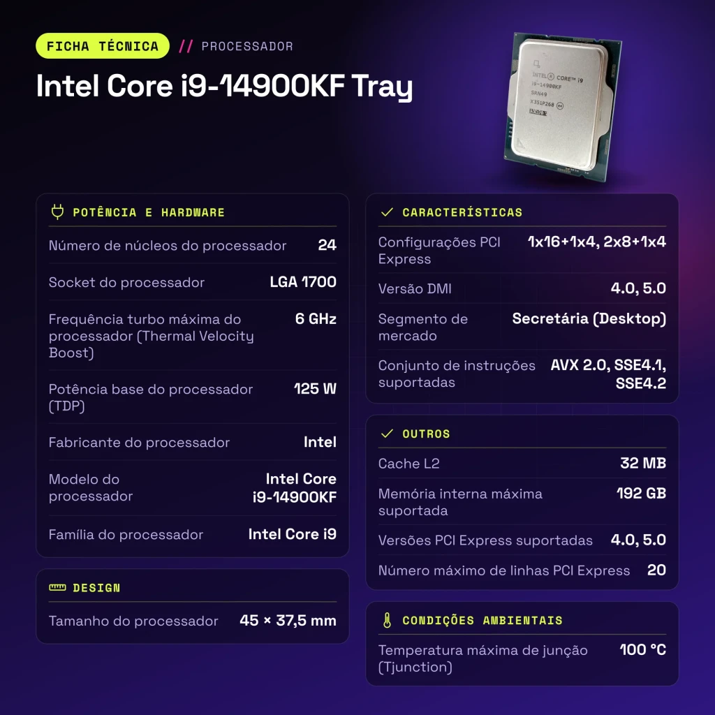 Intel Core i9-14900KF Tray 24 Núcleos LGA1700 - características