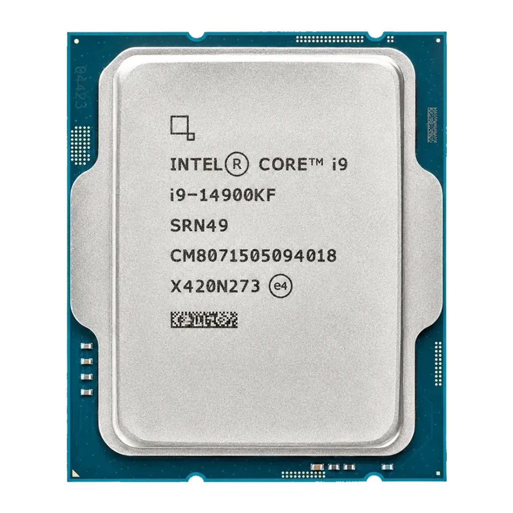 Intel Core i9-14900KF Tray 24 Núcleos LGA1700, detalle: IHS plateado con serigrafía del modelo y PCB azul