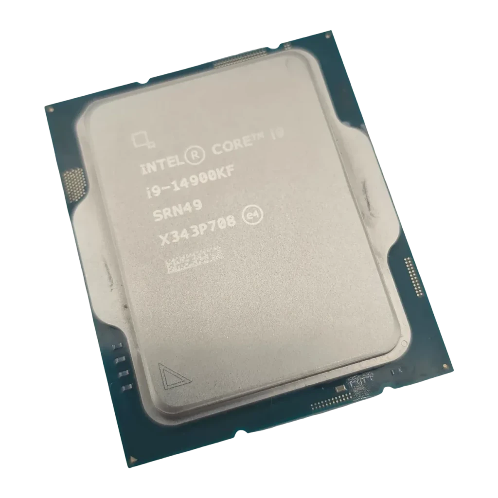 Intel Core i9-14900KF Tray 24 Núcleos LGA1700, detalle: IHS metálico con grabado i9-14900KF SRN49 y sustrato azul LGA1700