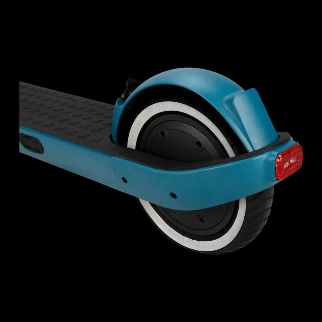 Trottinette électrique SoFlow SO ONE+ 500W 40km 22km/h Vert, vue arrière: roue arrière avec flanc blanc, garde-boue vert