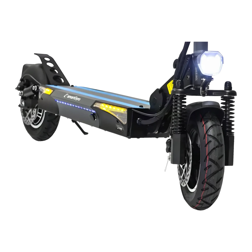 Patinete eléctrico smartGyro SpeedWay V2.0 800W 45km/h 10 pulgadas Negro/Azul, detalle: deck con LEDs azules y ámbar