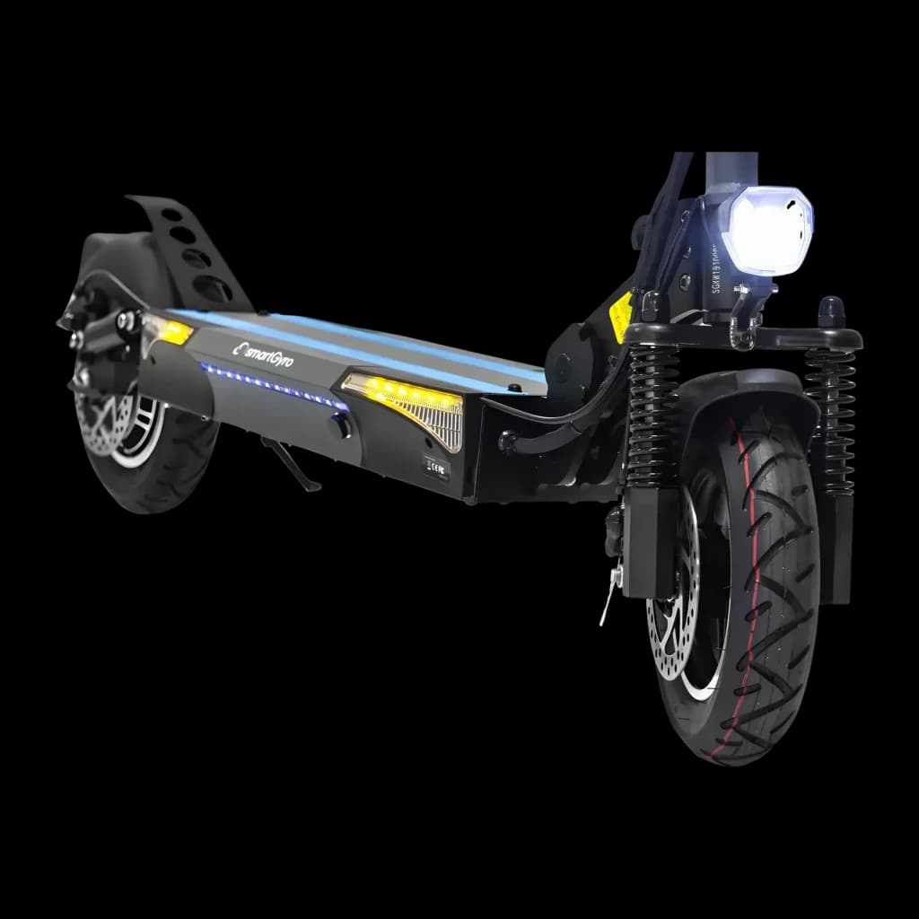 Patinete eléctrico smartGyro SpeedWay V2.0 800W 45km/h 10 pulgadas Negro/Azul, detalle: deck con LEDs azules y ámbar