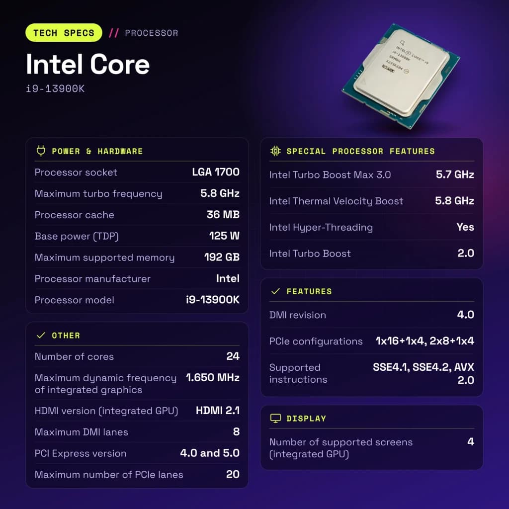 Intel Core i9-13900K 24 Núcleos LGA1700 Tray - características