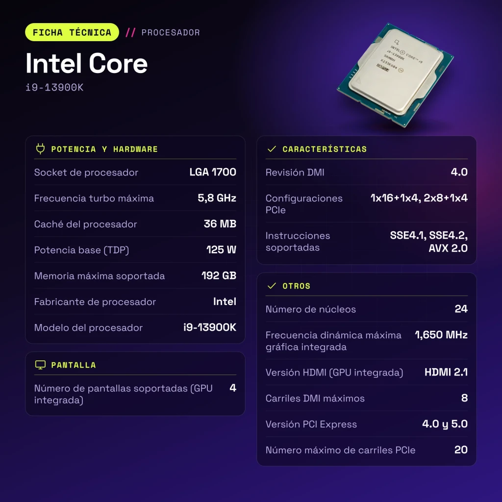 Intel Core i9-13900K 24 Núcleos LGA1700 Tray - características