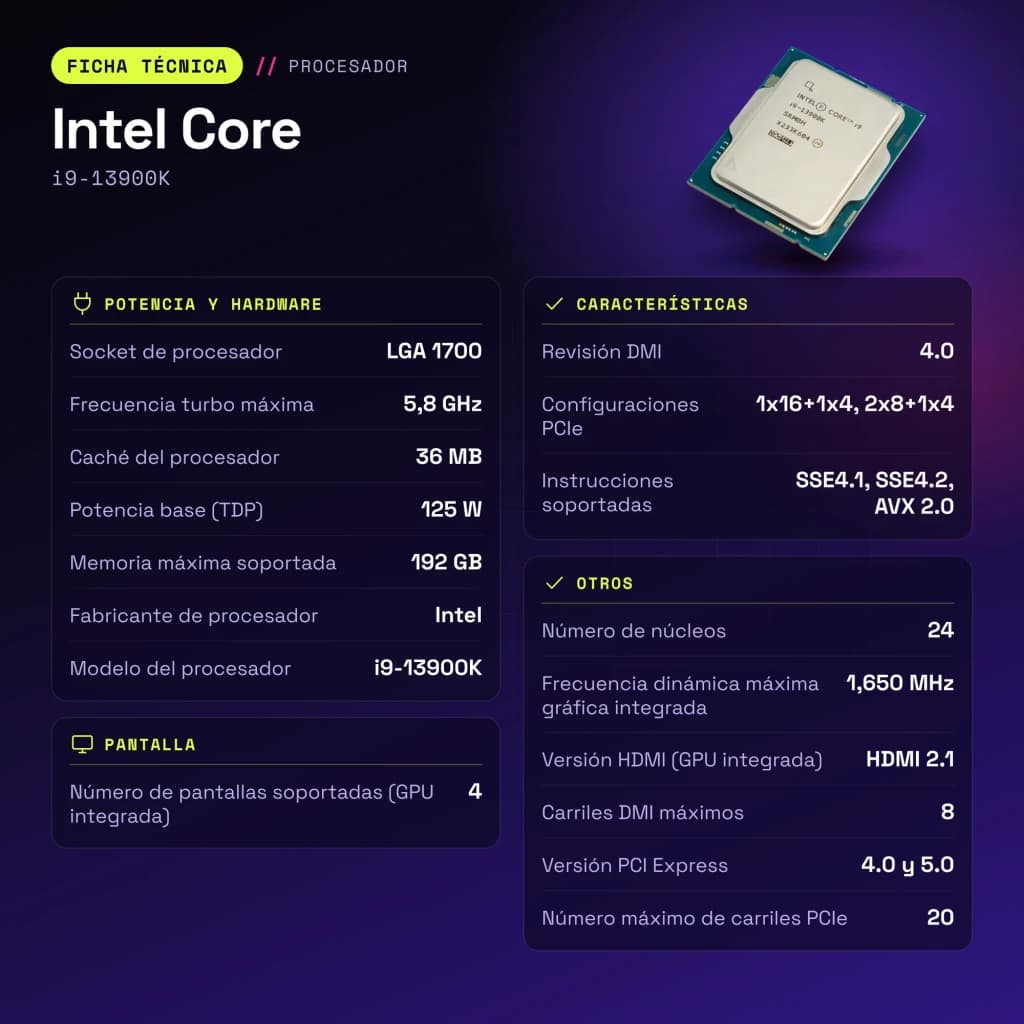 Intel Core i9-13900K 24 Núcleos LGA1700 Tray - características