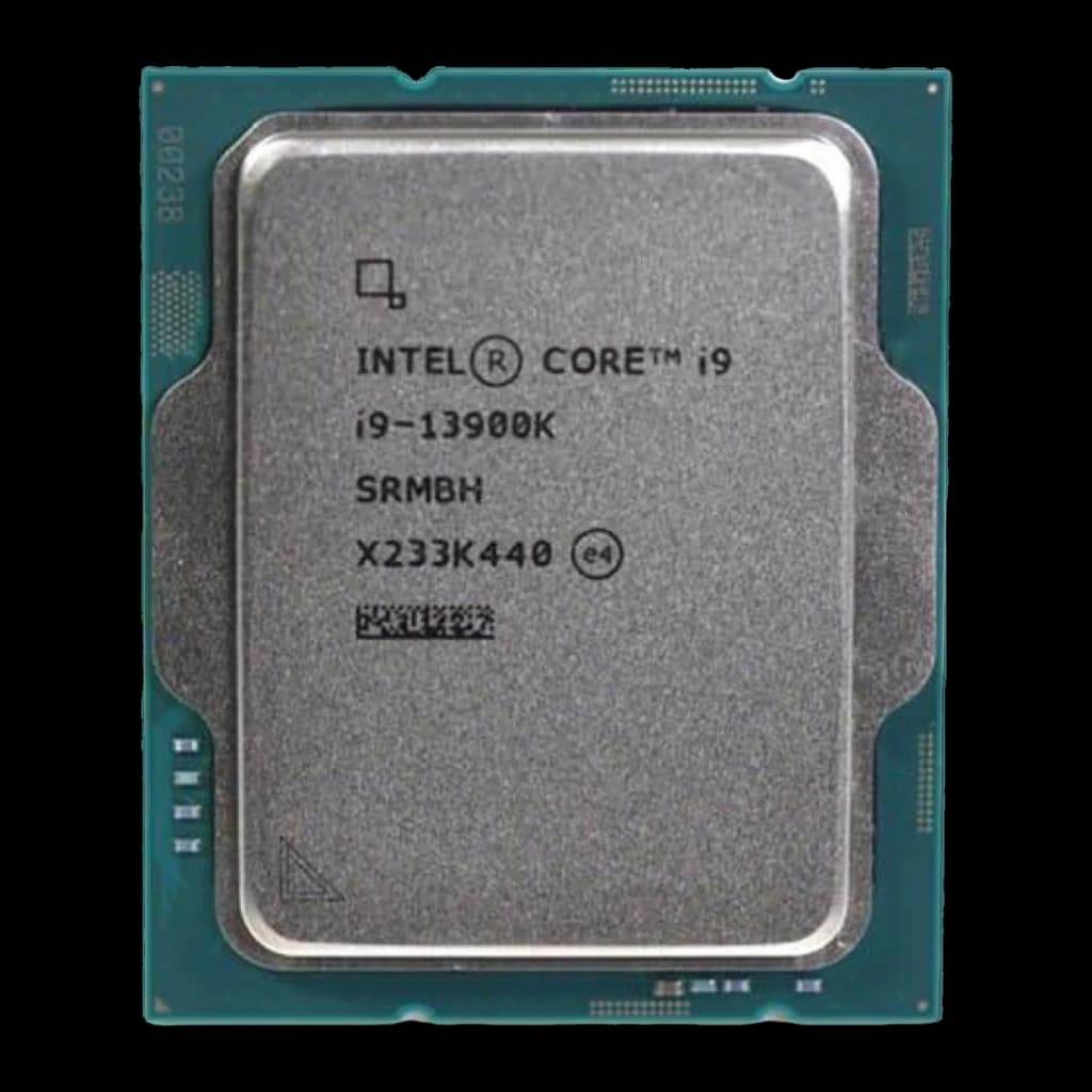Intel Core i9-13900K 24 Núcleos LGA1700 Tray, detalle: IHS metálico con grabado i9-13900K, SRMBH y PCB verde