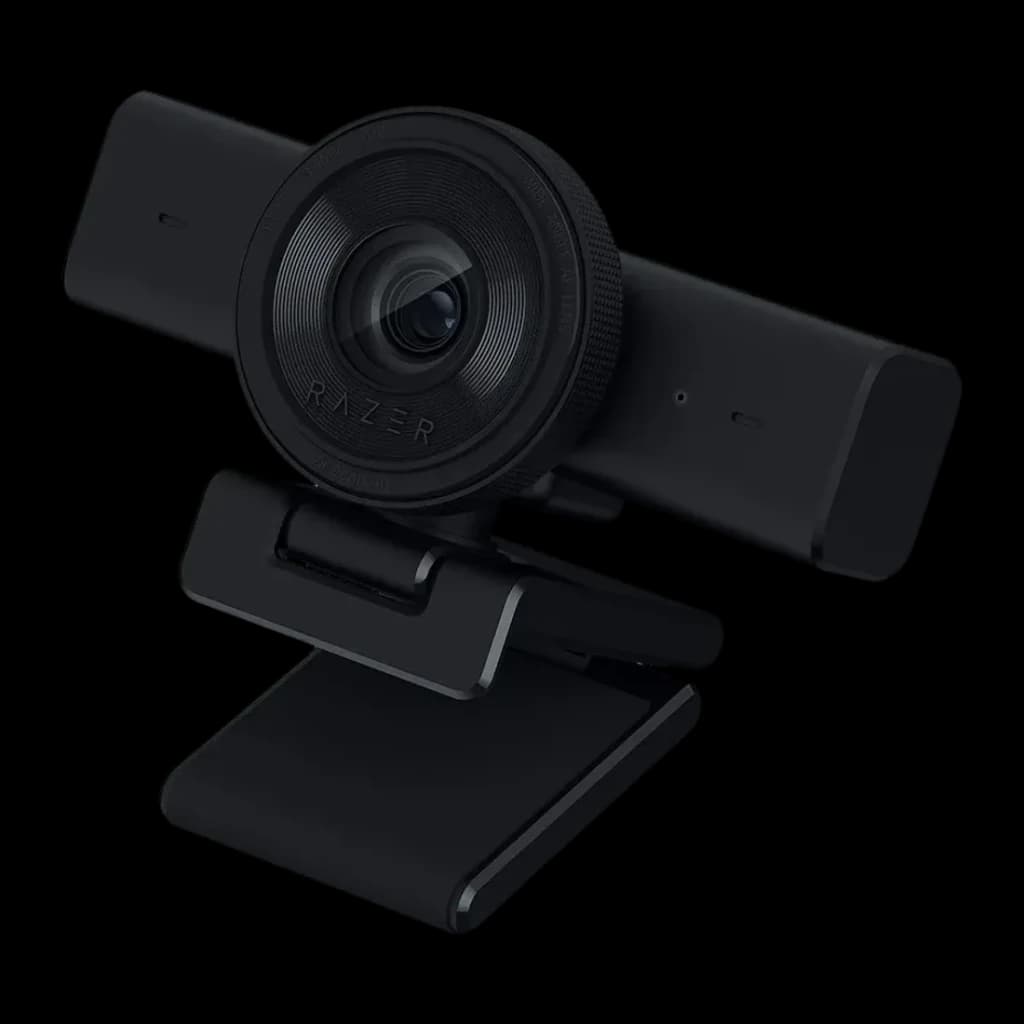 Webcam Razer Kiyo V2 X 2K (1440p) Micrófono 60fps USB 2.0 Negro, vista frontal: lente central con anillo texturizado, logo