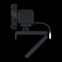 Webcam Razer Kiyo V2 X 2K (1440p) Micrófono 60fps USB 2.0 Negro, detalle lateral: soporte clip, articulación y cable USB
