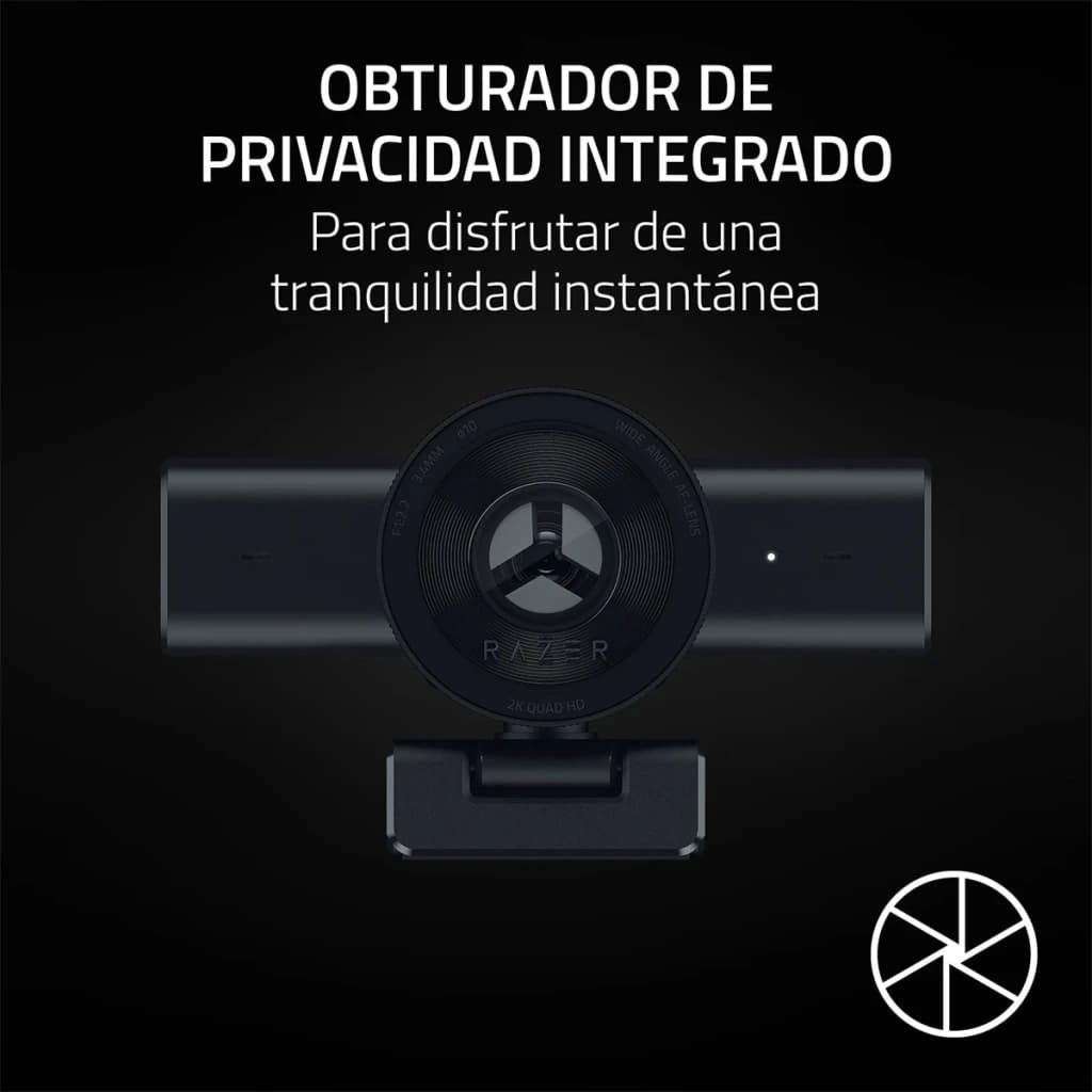Webcam Razer Kiyo V2 X 2K (1440p) Micrófono 60fps USB 2.0 Negro, frontal: obturador de privacidad integrado cerrado