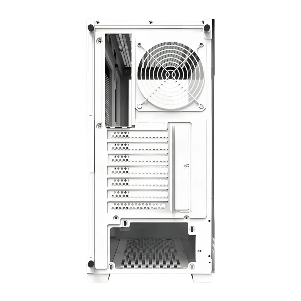 Boîtier PC Darkflash DS900 Double Panneau Verre Trempé ATX Radiateur 360 mm Blanc, vue arrière: ventilateur, slots