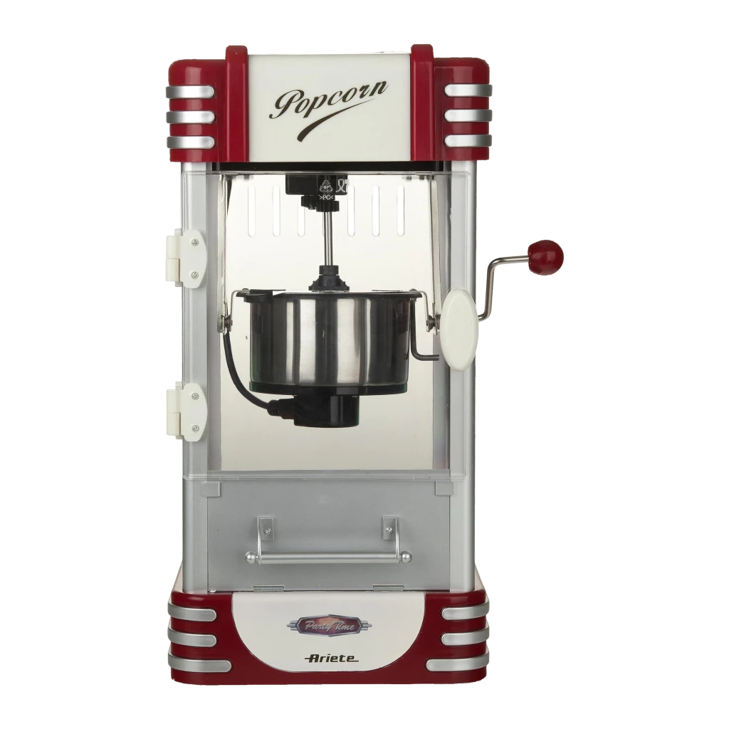 Máquina de pipocas Ariete Pop Corn XL Party Time 2953 2,4L 310W Vermelho/Branco, detalhe frontal: tacho em aço inoxidável