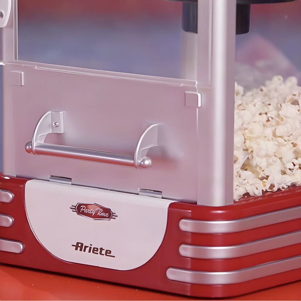 Máquina de pipocas Ariete Pop Corn XL Party Time 2953 2,4L 310W Vermelho/Branco, detalhe: gaveta frontal com pega prateada