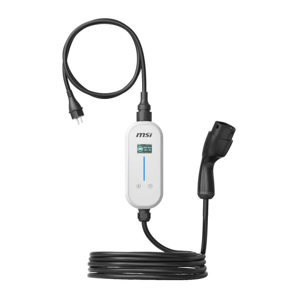 Carregador para Carro Elétrico e Híbridos Plug-in MSI EVSE EZgo 3.6kW 16A Portable Charger White, vista frontal: unidade