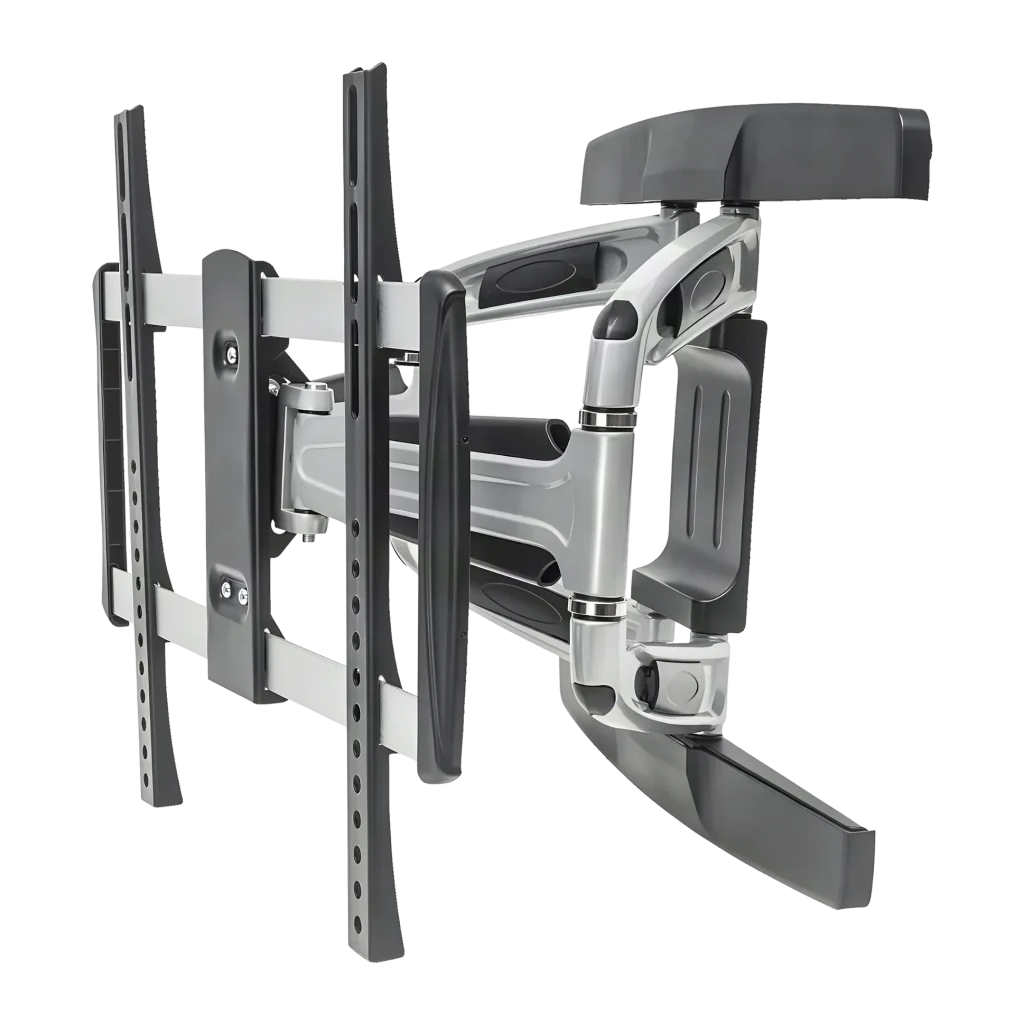 Support TV Equip Noir Mural Articulé 32 pouces-55 pouces 650314, détail: bras articulés et joints métalliques vus en angle