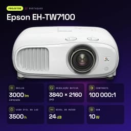 Proyector Epson 4K UHD 3840x2160 3000 Lúmenes ANSI 3LCD Blanco EH-TW7100 - características