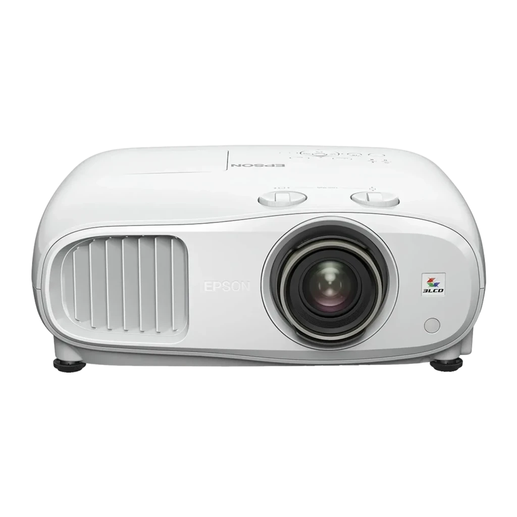 Proyector Epson 4K UHD 3840x2160 3000 Lúmenes ANSI 3LCD Blanco EH-TW7100, vista frontal: objetivo central, rejilla