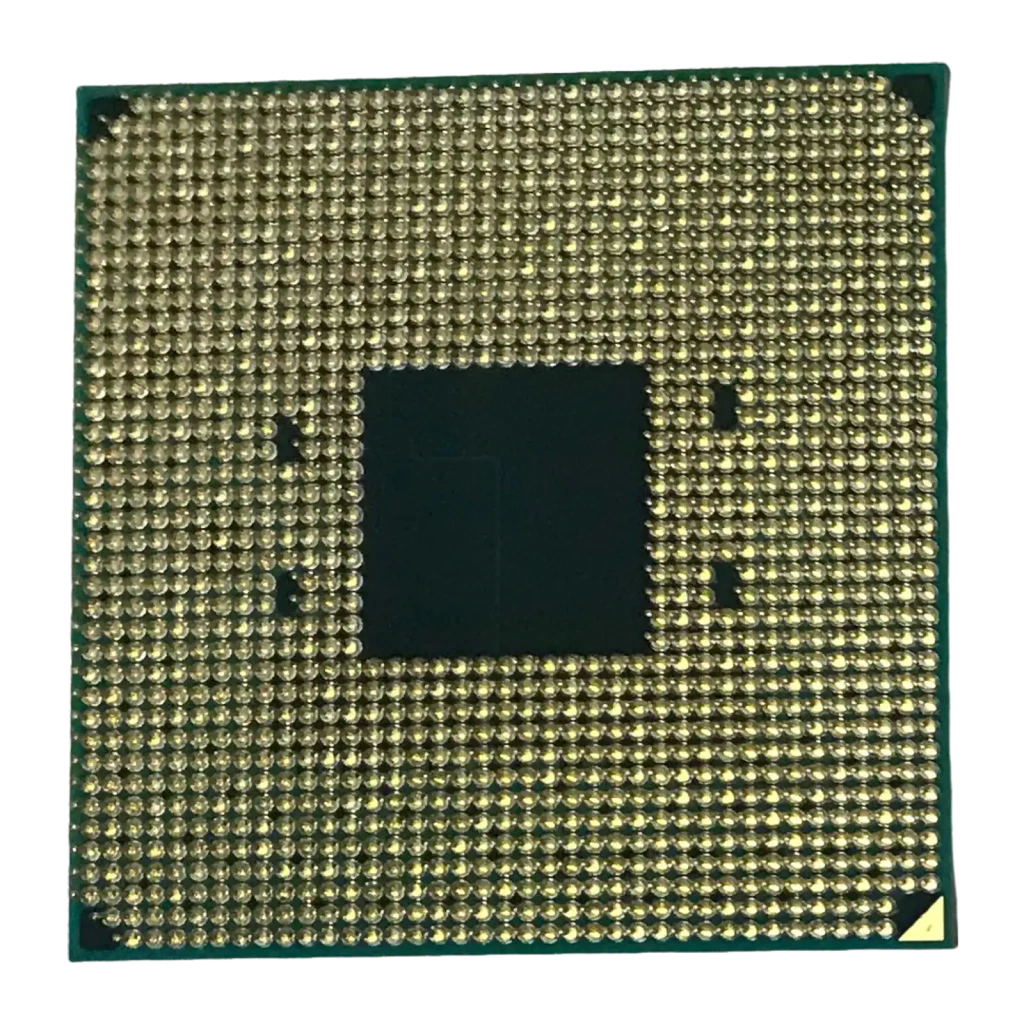 AMD Ryzen 5 5500GT 6 Núcleos AM4 Tray, vista traseira: pinos dourados AM4 e área central preta sem pinos