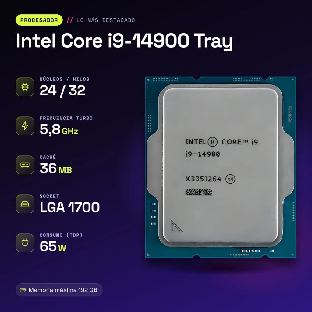 Procesador Intel Core i9-14900 24 Núcleos 5,8 GHz 36 MB LGA1700 Bandeja - características
