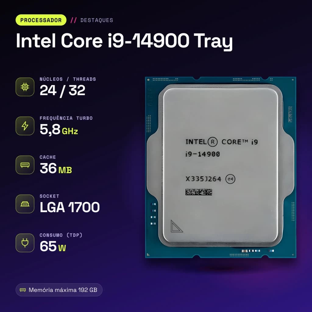 Procesador Intel Core i9-14900 24 Núcleos 5,8 GHz 36 MB LGA1700 Bandeja - características