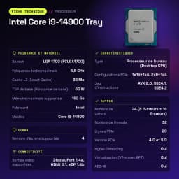 Procesador Intel Core i9-14900 24 Núcleos 5,8 GHz 36 MB LGA1700 Bandeja - características
