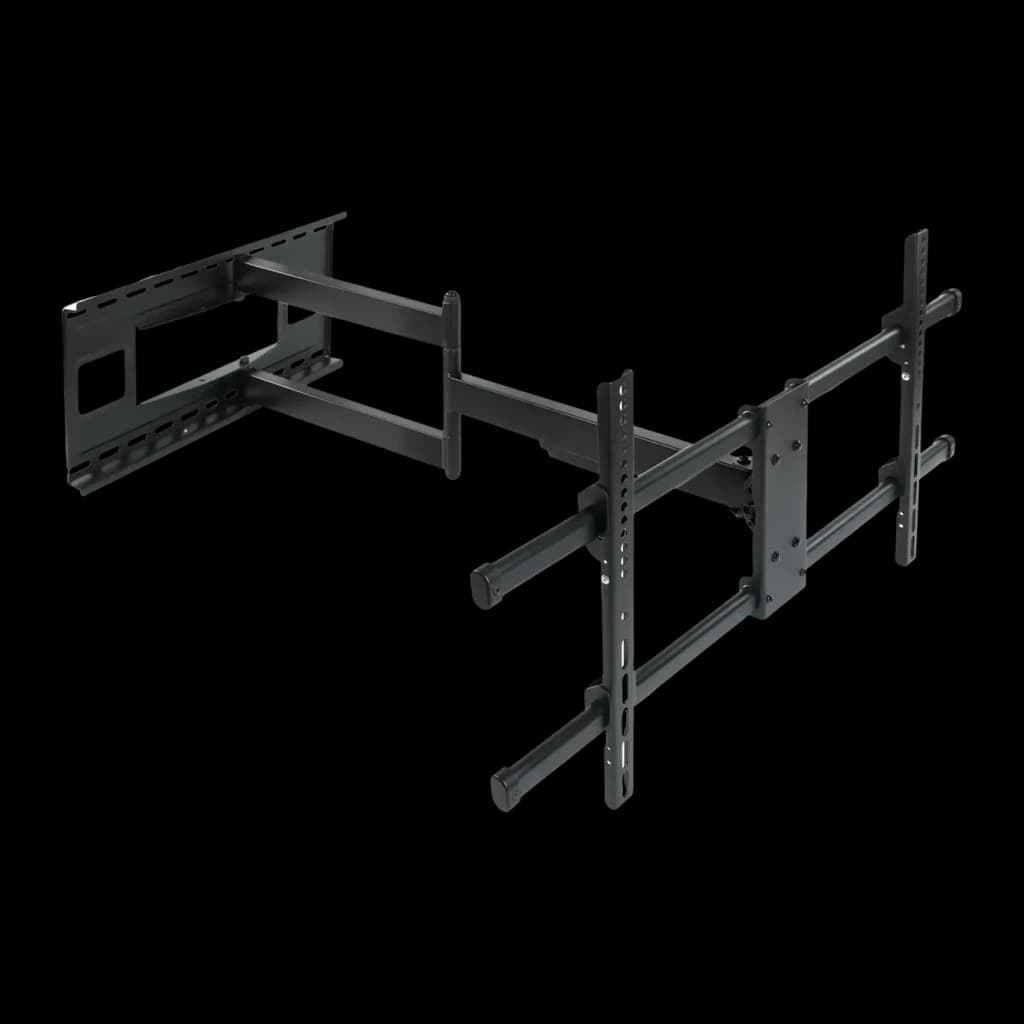 Support TV TooQ Noir Mural Pivotant 180° 43 pouces-80 pouces LP4380XL-B, vue de face: bras articulés déployés et platine