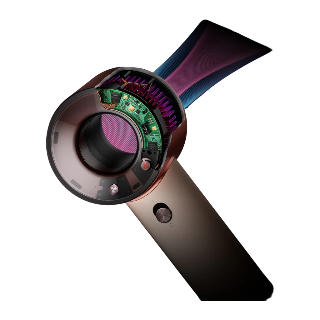 Secador de pelo Dyson Supersonic Travel 1220W Rosa, detalle: interior del cabezal en corte transversal con placa base