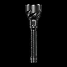 Lampe torche LED Superfire TF02 Noir Rechargeable USB-C 3300 Lumens 1100 m, vue arrière: port USB-C et poignée striée