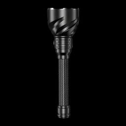Lampe torche LED Superfire TF02 Noir Rechargeable USB-C 3300 Lumens 1100 m, détail: corps vertical entier avec striures