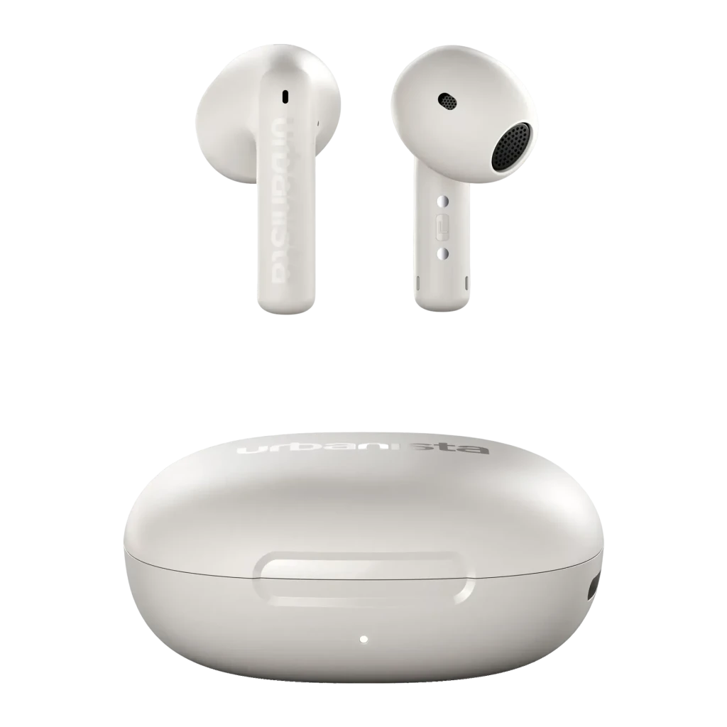 Auriculares Urbanista Santa Monica True Wireless Cancelación de Ruido TWS Blanco, detalle: auriculares flotando