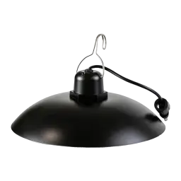 Lampe solaire SUPERFIRE Noir 6W 120 LEDs 3m Portée FF10-B, détail: abat-jour conique noir mat avec crochet métallique