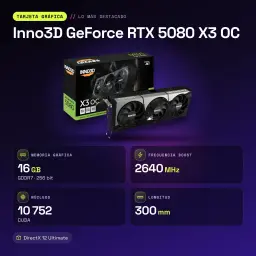 Inno3D GeForce RTX 5080 X3 OC 16GB GDDR7 Negro - características