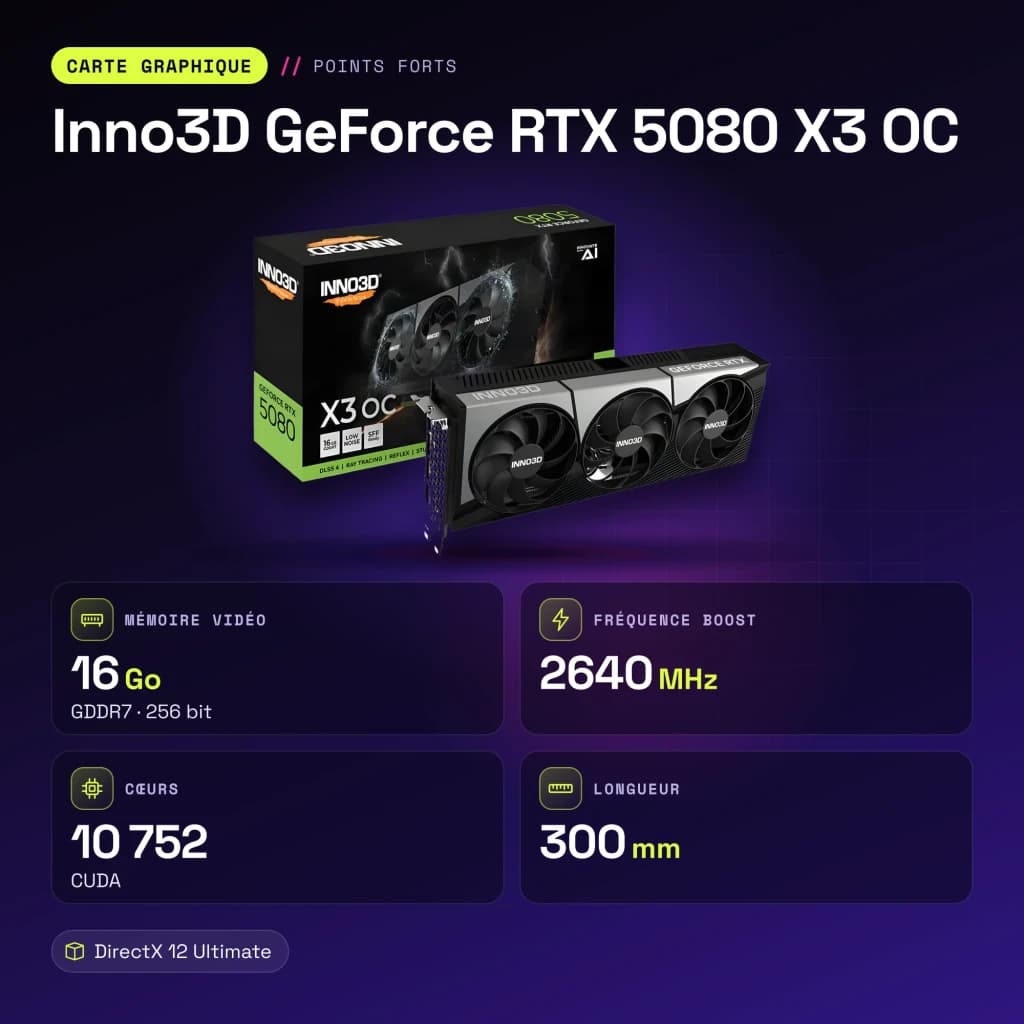 Inno3D GeForce RTX 5080 X3 OC 16GB GDDR7 Negro - características