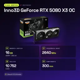 Inno3D GeForce RTX 5080 X3 OC 16GB GDDR7 Negro - características