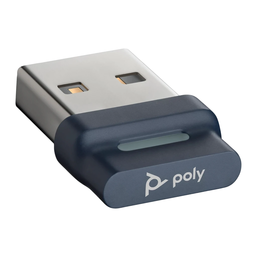 Auriculares Poly Voyager 4310 USB-A Reducción de ruido Diadema Bluetooth 5.1 Negro, detalle: adaptador USB-A nano con logo