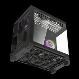 Caixa PC Darkflash FT418 Mini Tower 3 Painéis Vidro Temperado M-ATX/ITX 6 Ventoinhas ARGB Preto, detalhe: vista inferior