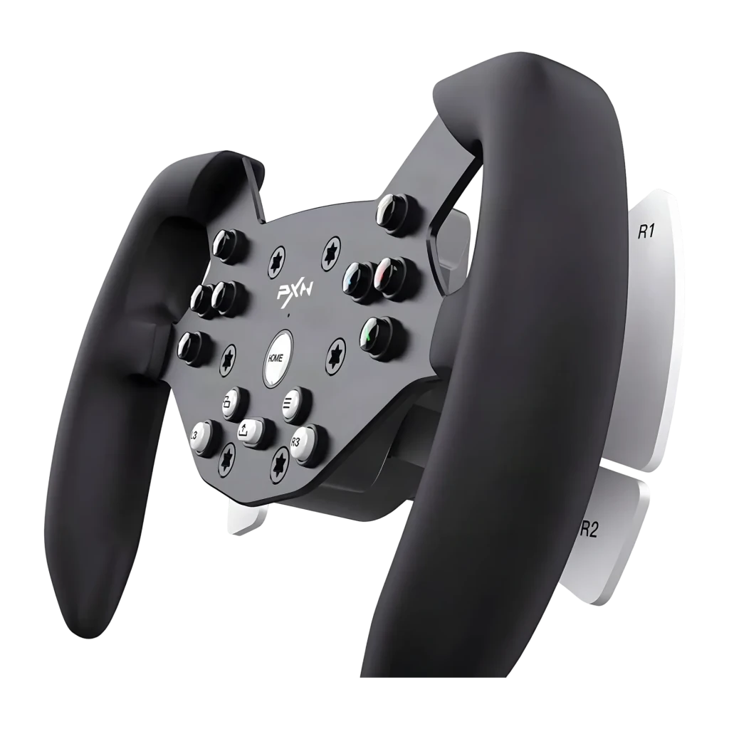 Aro de Volante PXN 270mm PC/PS4/Xbox One/Xbox Series X|S 270°/900° Preto W-V10F, detalhe: painel central com botões