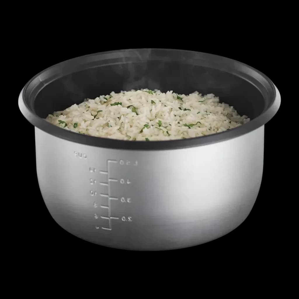 Cuiseur à riz Russell Hobbs Maxicook 5L 1000W Noir/Acier Inoxydable 23570-56, détail: cuve intérieure inox avec graduation