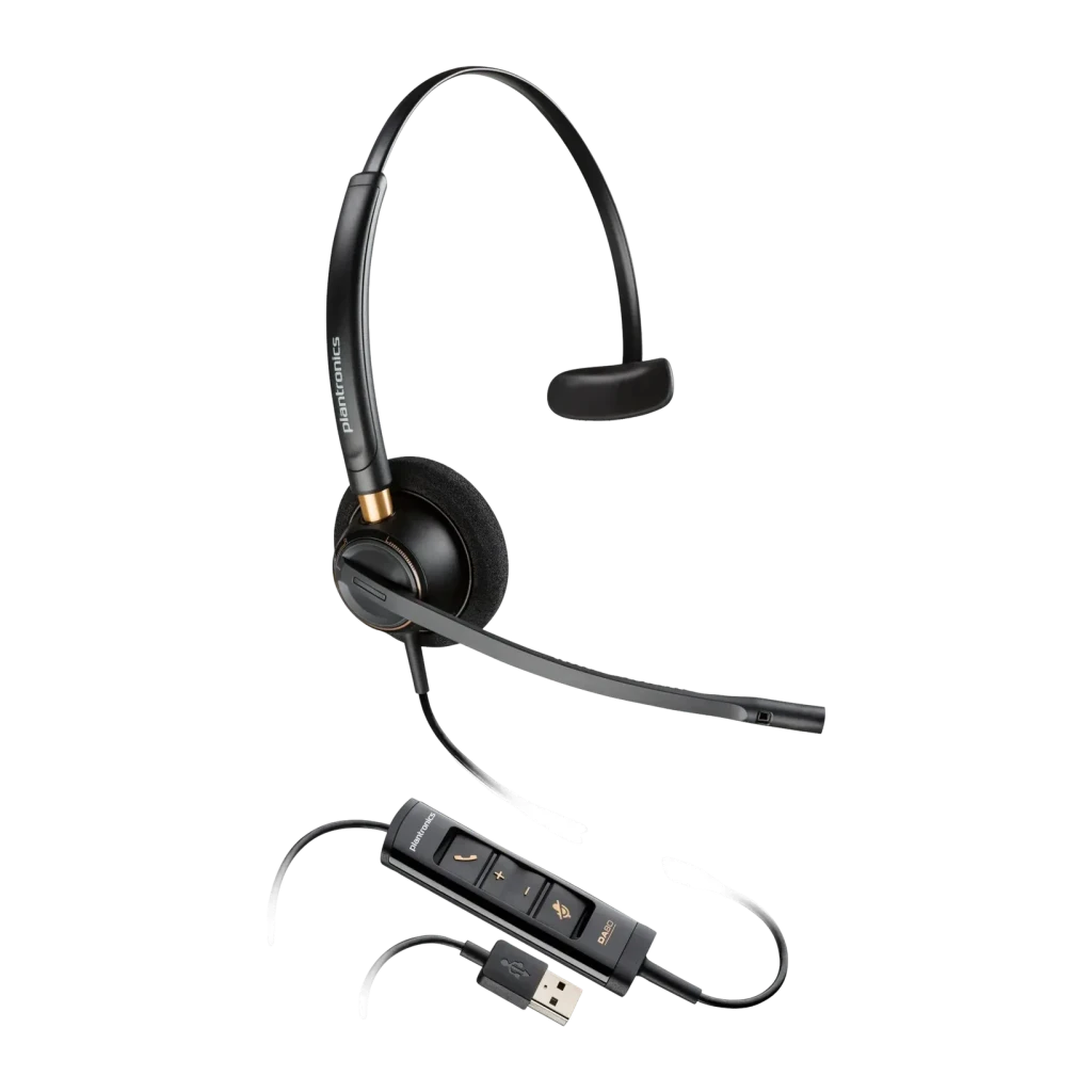 Auriculares Poly EncorePro 515 con micrófono y cancelación de ruido, diadema monoaural USB-A, color negro, modelo 108800