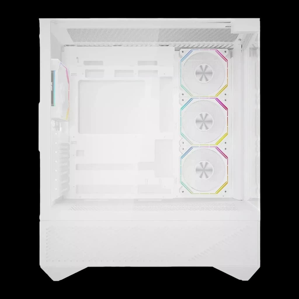 Caja PC Darkflash DY460 3 Paneles Cristal Templado 330° ATX Blanco, detalle: interior blanco con 3 ventiladores ARGB