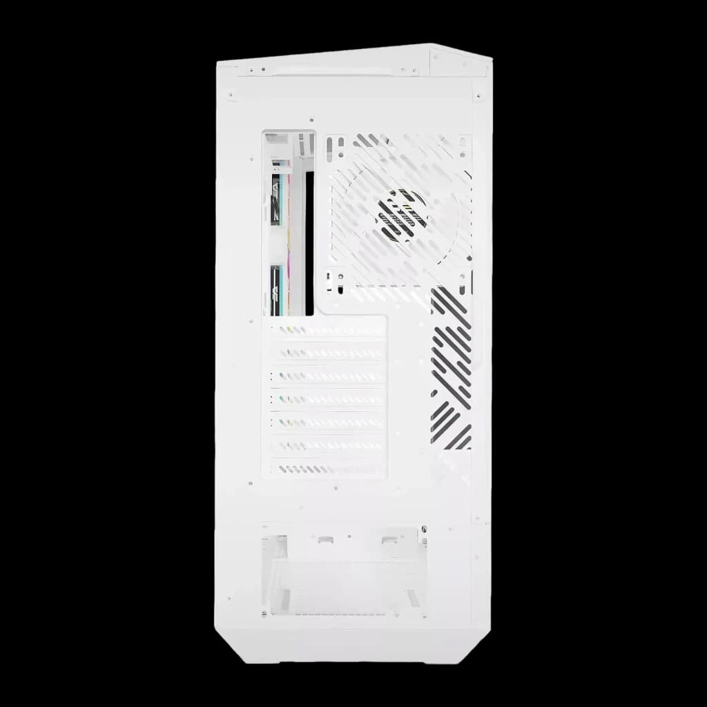 Caja PC Darkflash DY460 3 Paneles Cristal Templado 330° ATX Blanco, vista trasera: panel con ranuras de expansión