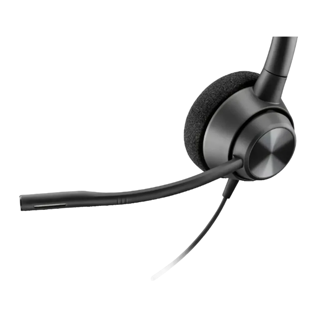 Casque Poly EncorePro 310 QD Monoaural Réduction de Bruit Noir, détail: écouteur unique avec coussin mousse et perche