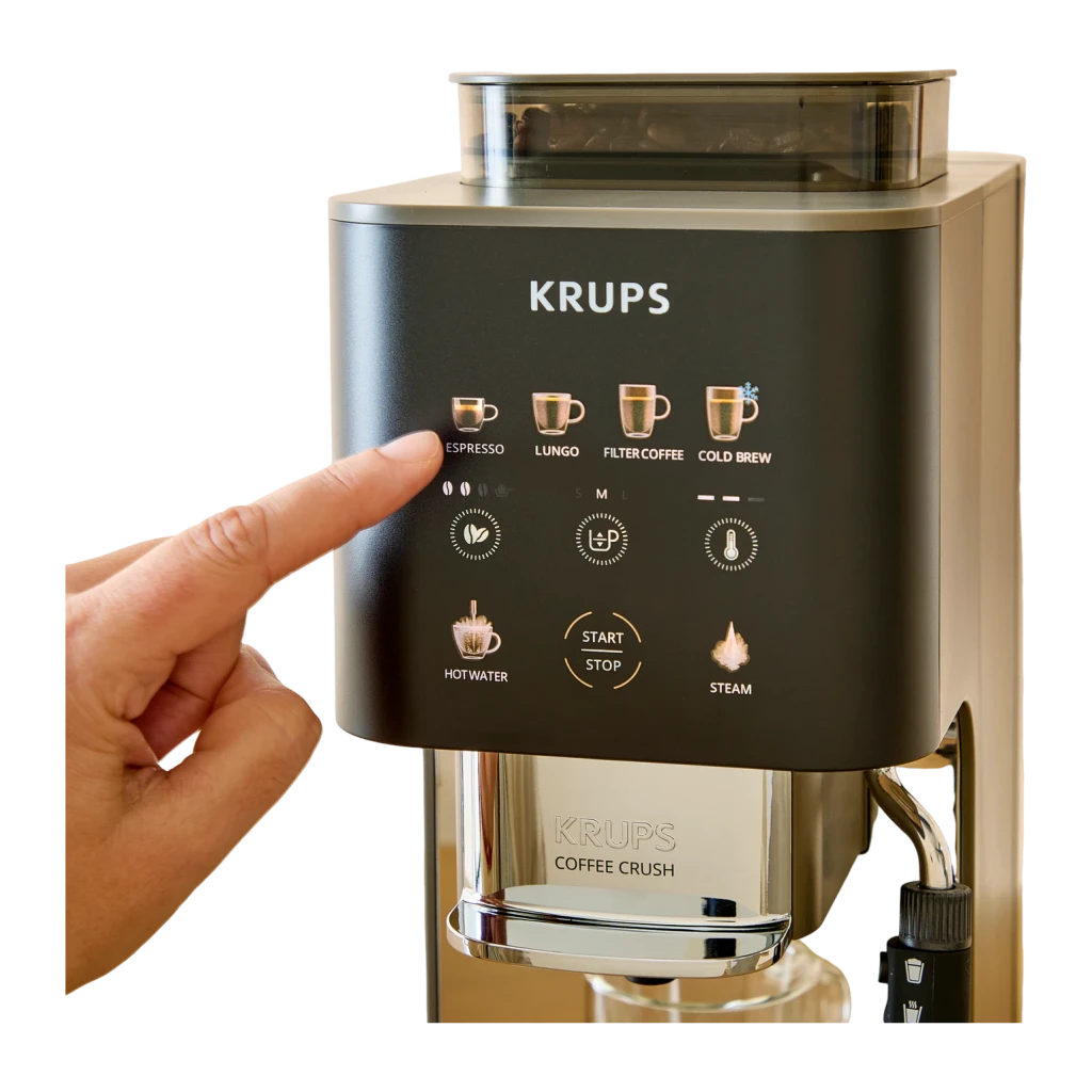 Máquina de Café Superautomática Krups Coffee Crush Experience Moinho Integrado 15bar Preto SA403B, detalhe: dedo