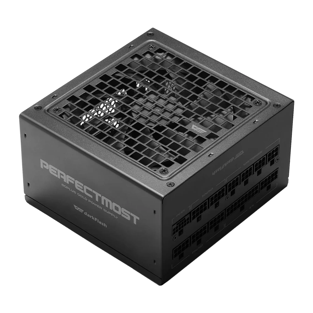 Fuente de Alimentación Darkflash Totalmente modular 750W 80 Plus Gold Negro PMT750, vista frontal: rejilla de ventilador