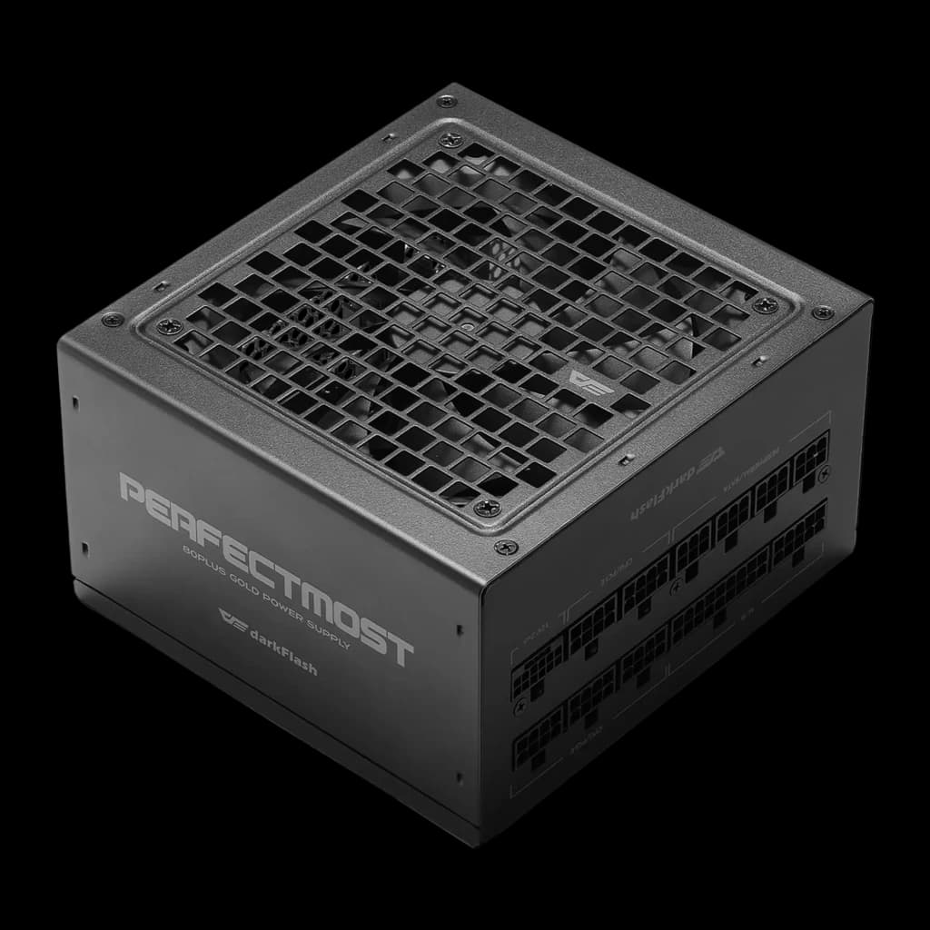 Fuente de Alimentación Darkflash Totalmente modular 750W 80 Plus Gold Negro PMT750, vista frontal: rejilla de ventilador
