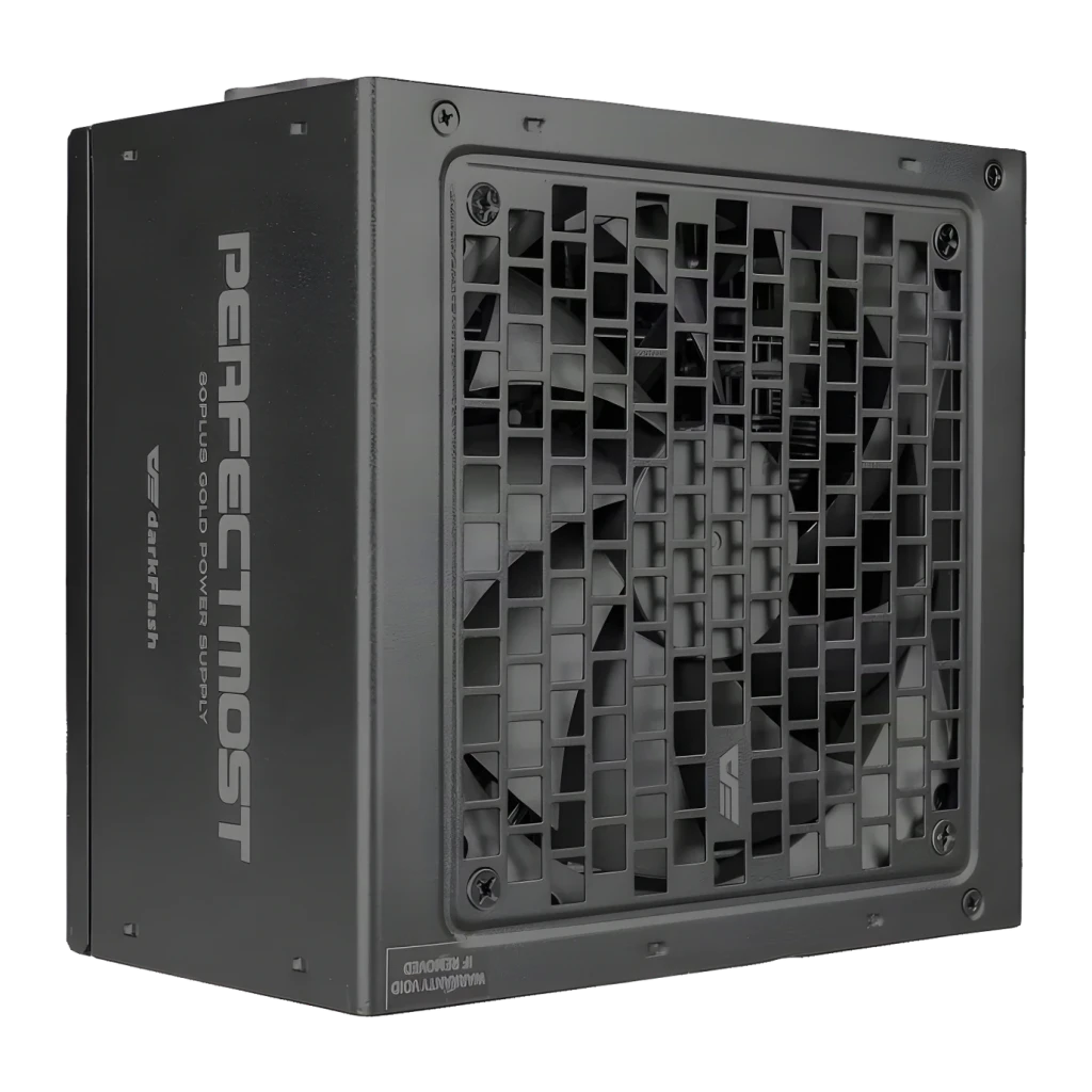 Fuente de Alimentación Darkflash Totalmente modular 750W 80 Plus Gold Negro PMT750, detalle: rejilla frontal del ventilador