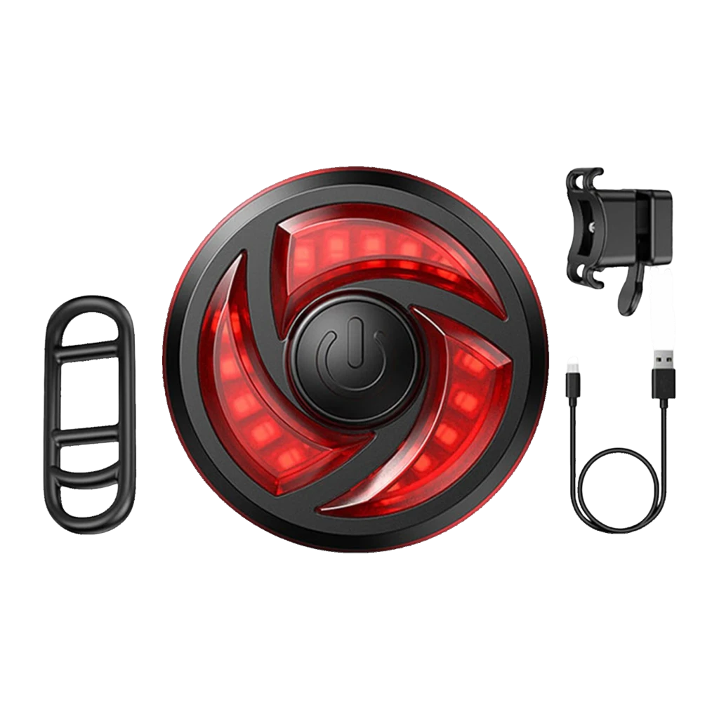 Luz traseira Superfire BTL02 330mAh Vermelho Sensor de travagem automático LED 3W, detalhe: luz acesa com LEDs vermelhos