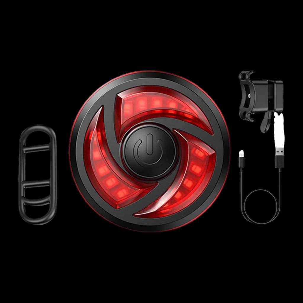 Luz traseira Superfire BTL02 330mAh Vermelho Sensor de travagem automático LED 3W, detalhe: luz acesa com LEDs vermelhos