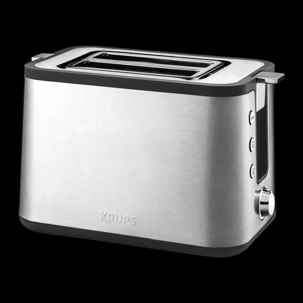 Grille-pain Krups Control Line 850W 2 Fentes Acier Inoxydable KH442D, vue de face: corps brossé, double fente et molette