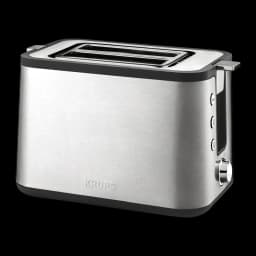 Grille-pain Krups Control Line 850W 2 Fentes Acier Inoxydable KH442D, vue de face: corps brossé, double fente et molette